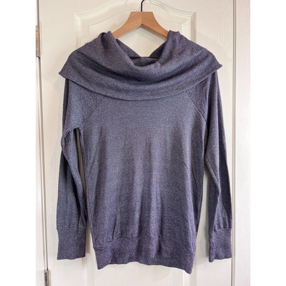 Michael Stars Women's Cowl Neck Metallic Purple Sweater One Size Fits Most